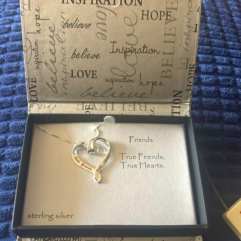 Sterling silver friendship heart in box. New